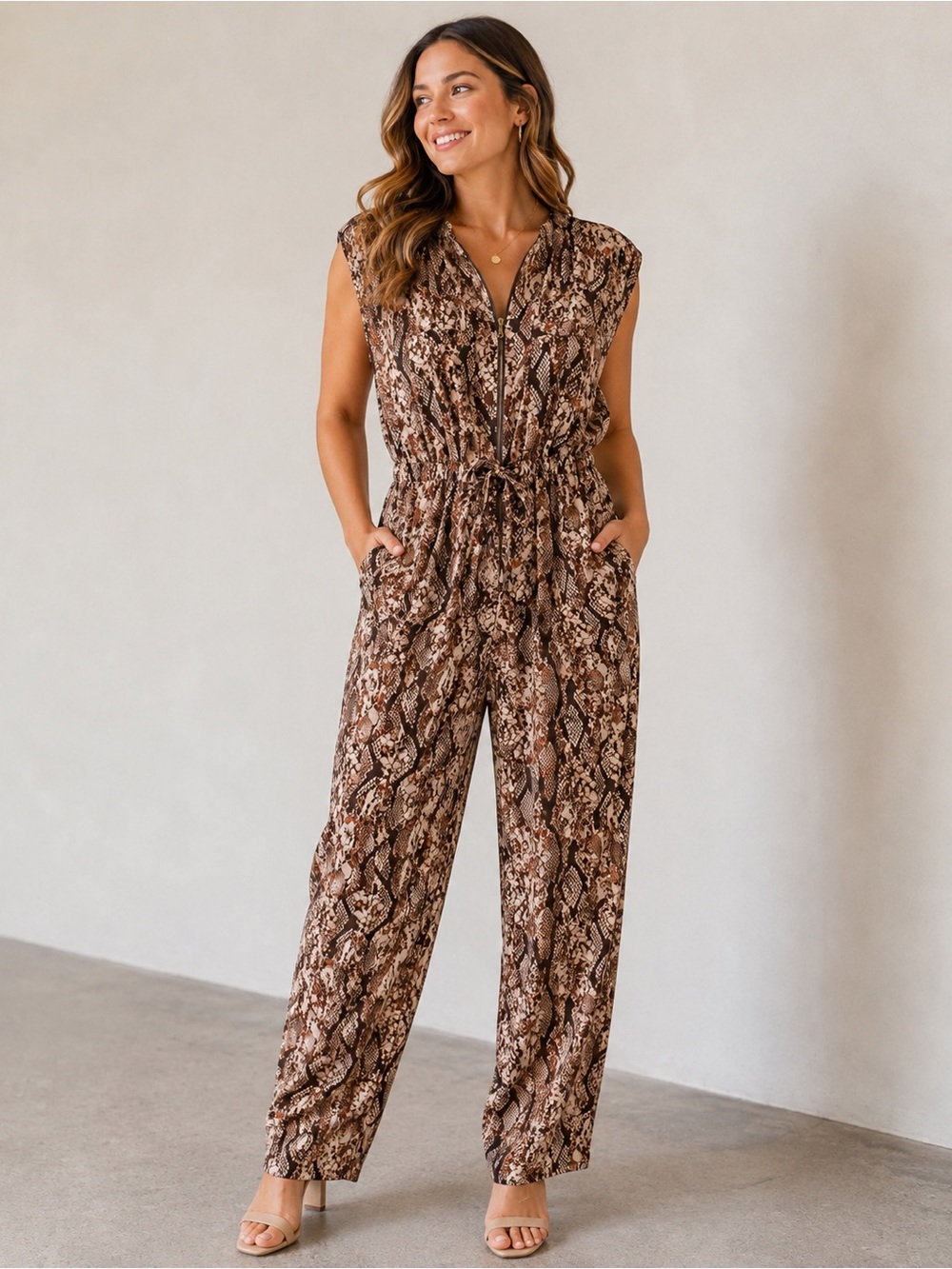 Miss Tina Desert Snake Print Jumpsuit Size 16